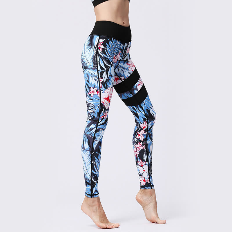 Buddha Stones Blumenblätter Drucken Sport Übung Fitness Hohe Taille Leggings Damen Yoga Hosen