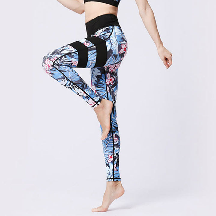 Buddha Stones Blumenblätter Drucken Sport Übung Fitness Hohe Taille Leggings Damen Yoga Hosen