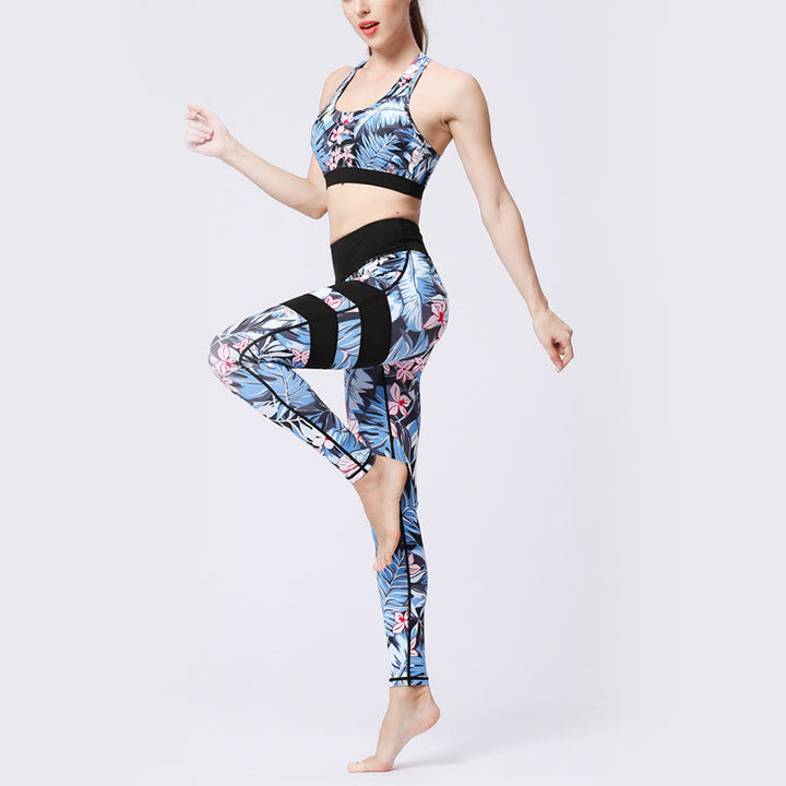 Buddha Stones Blumenblätter Drucken Sport Übung Fitness Hohe Taille Leggings Damen Yoga Hosen - image 6