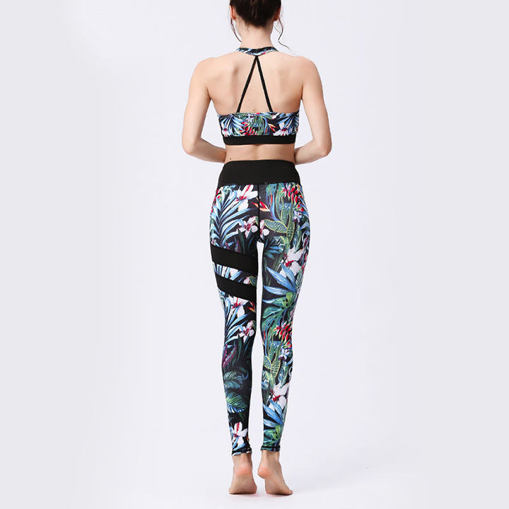 Buddha Stones Blumenblätter Drucken Sport Übung Fitness Hohe Taille Leggings Damen Yoga Hosen