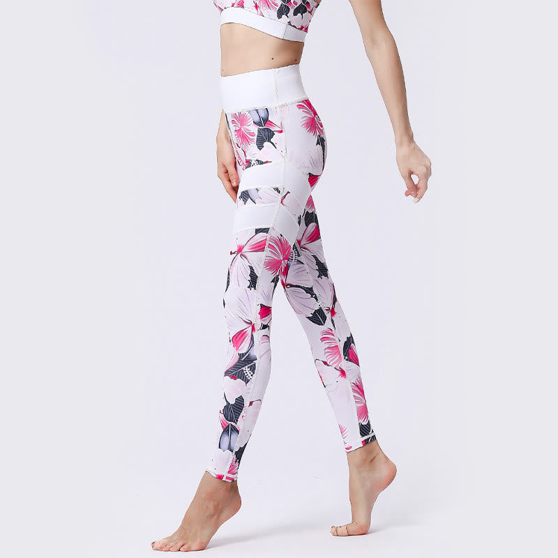 Buddha Stones Blumenblätter Drucken Sport Übung Fitness Hohe Taille Leggings Damen Yoga Hosen