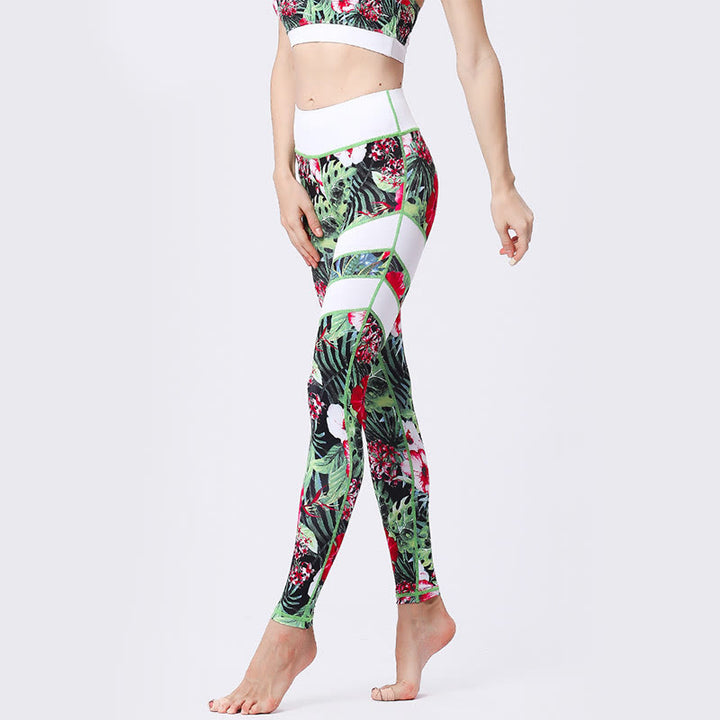 Buddha Stones Blumenblätter Drucken Sport Übung Fitness Hohe Taille Leggings Damen Yoga Hosen