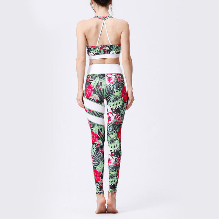 Buddha Stones Blumenblätter Drucken Sport Übung Fitness Hohe Taille Leggings Damen Yoga Hosen