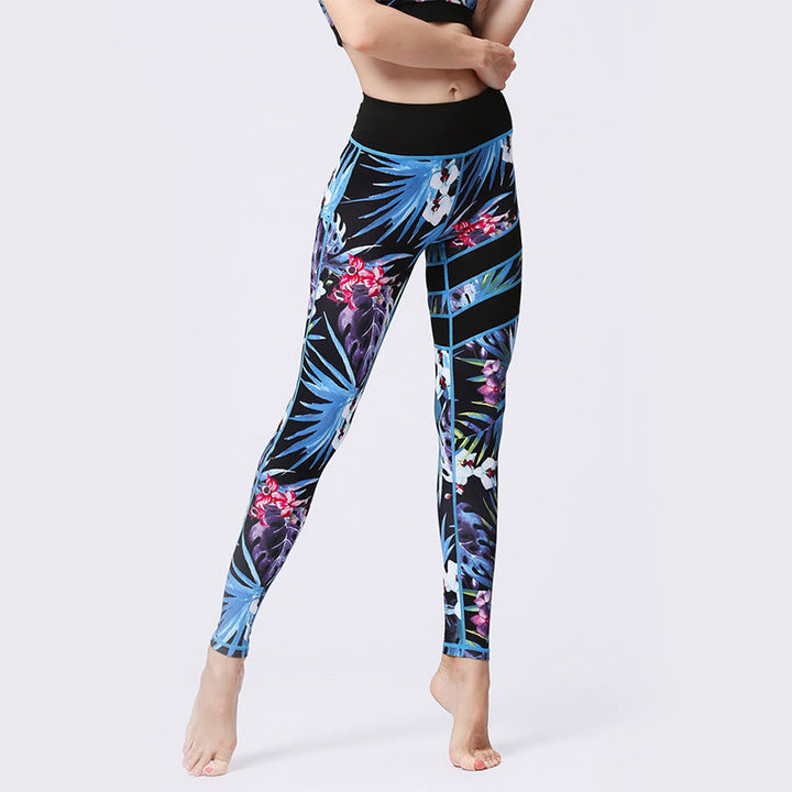 Buddha Stones Blumenblätter Drucken Sport Übung Fitness Hohe Taille Leggings Damen Yoga Hosen