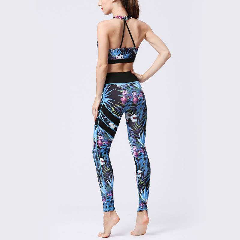 Buddha Stones Blumenblätter Drucken Sport Übung Fitness Hohe Taille Leggings Damen Yoga Hosen