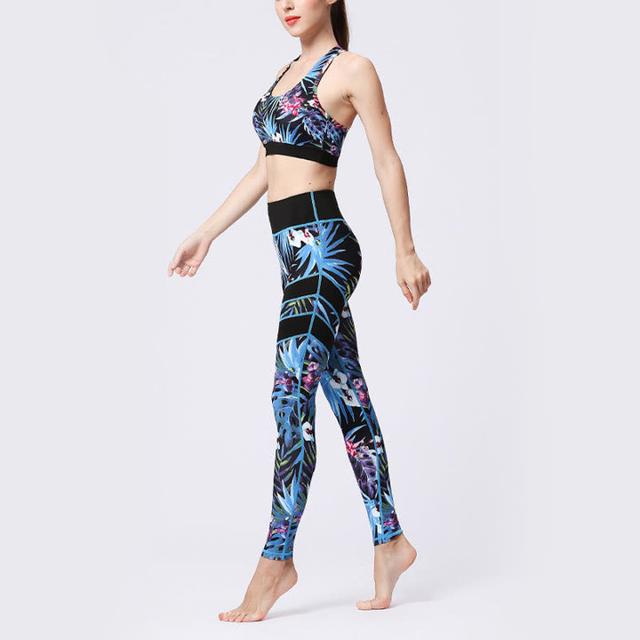 Buddha Stones Blumenblätter Drucken Sport Übung Fitness Hohe Taille Leggings Damen Yoga Hosen