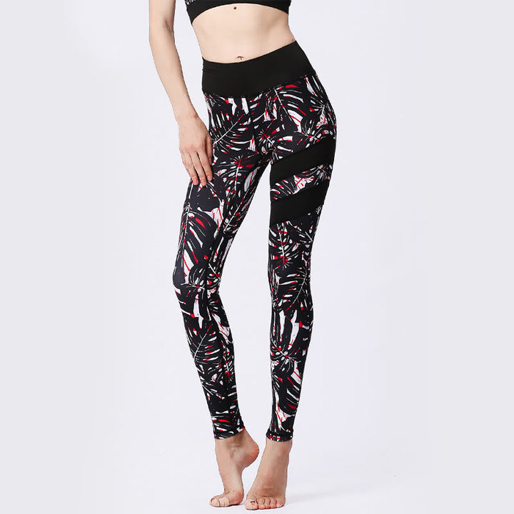 Buddha Stones Blumenblätter Drucken Sport Übung Fitness Hohe Taille Leggings Damen Yoga Hosen