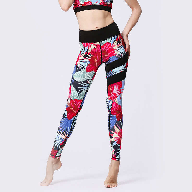 Buddha Stones Blumenblätter Drucken Sport Übung Fitness Hohe Taille Leggings Damen Yoga Hosen