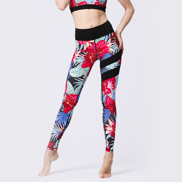 Buddha Stones Blumenblätter Drucken Sport Übung Fitness Hohe Taille Leggings Damen Yoga Hosen