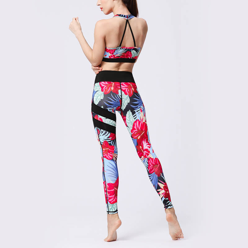 Buddha Stones Blumenblätter Drucken Sport Übung Fitness Hohe Taille Leggings Damen Yoga Hosen