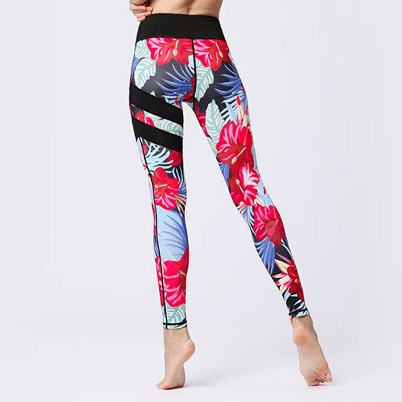 Buddha Stones Blumenblätter Drucken Sport Übung Fitness Hohe Taille Leggings Damen Yoga Hosen