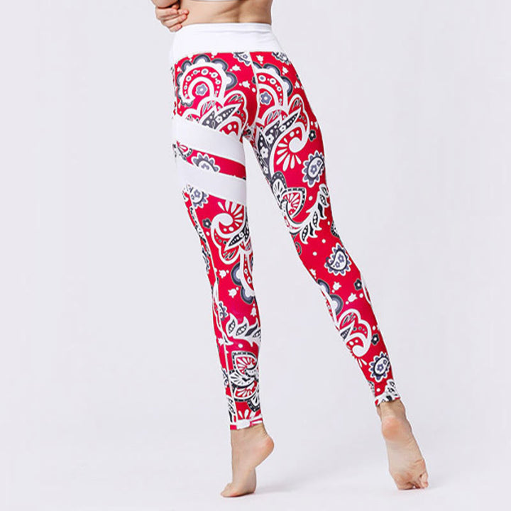 Buddha Stones Blumenblätter Drucken Sport Übung Fitness Hohe Taille Leggings Damen Yoga Hosen