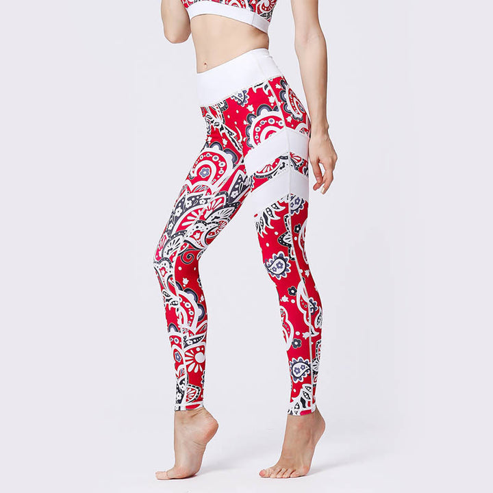 Buddha Stones Blumenblätter Drucken Sport Übung Fitness Hohe Taille Leggings Damen Yoga Hosen - image 36