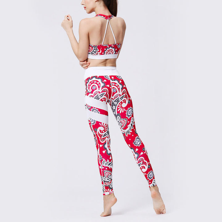 Buddha Stones Blumenblätter Drucken Sport Übung Fitness Hohe Taille Leggings Damen Yoga Hosen