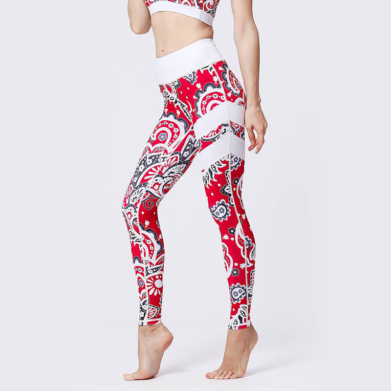 Buddha Stones Blumenblätter Drucken Sport Übung Fitness Hohe Taille Leggings Damen Yoga Hosen - image 36