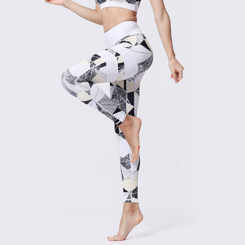 Buddha Stones Blumenblätter Drucken Sport Übung Fitness Hohe Taille Leggings Damen Yoga Hosen