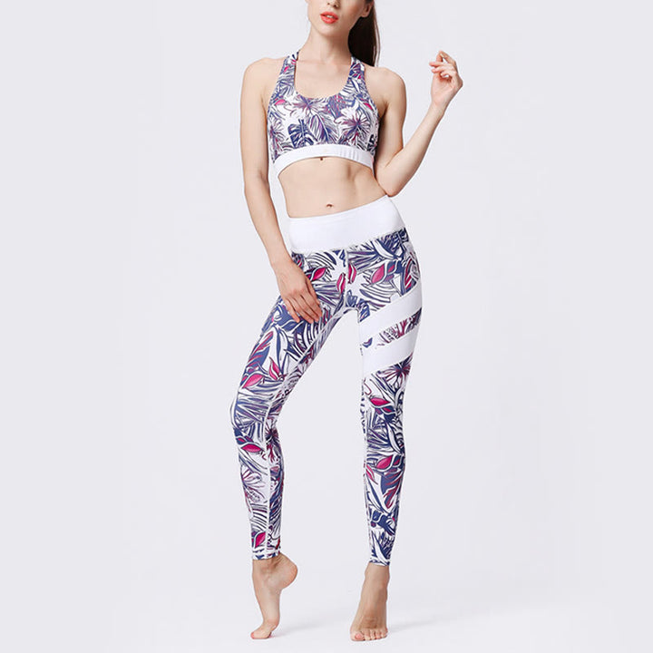 Buddha Stones Blumenblätter Drucken Sport Übung Fitness Hohe Taille Leggings Damen Yoga Hosen