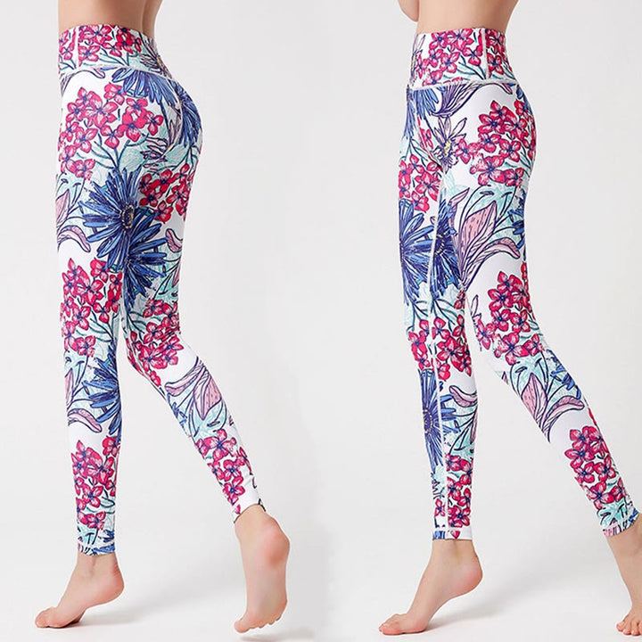 Buddha Stones Leggings mit buntem Blütenblatt- und Blätterprint, hochgeschnitten, ideal für Sport, Fitness und Yoga – Damen-Yogahose - image 10