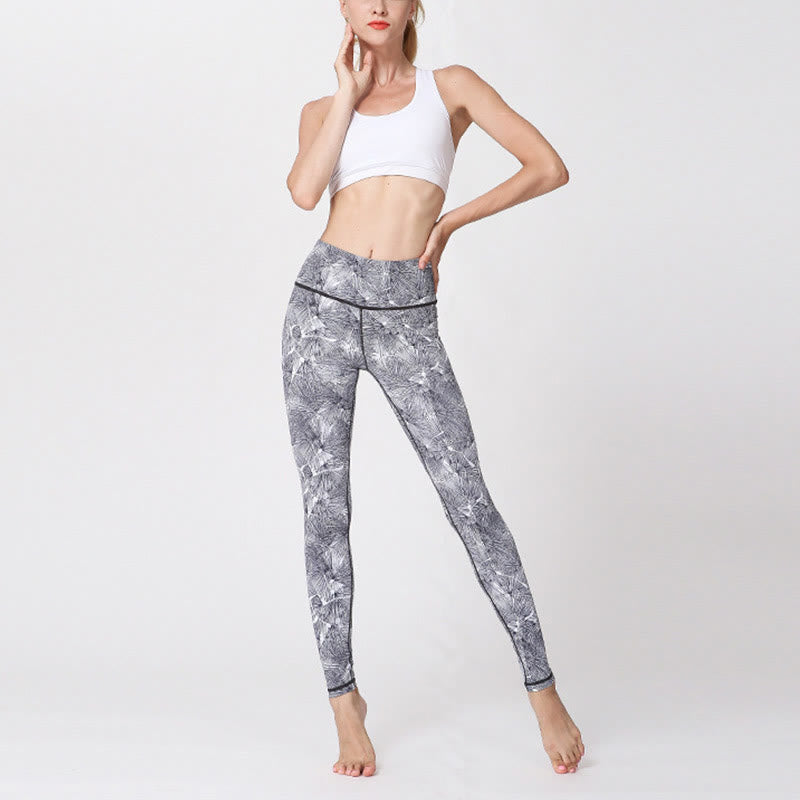 Buddha Stones Nebelblätter Druck Sport Übung Fitness Leggings Frauen Yoga Hosen