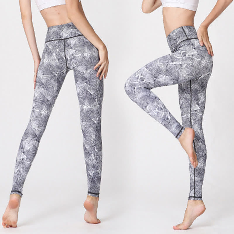 Buddha Stones Nebelblätter Druck Sport Übung Fitness Leggings Frauen Yoga Hosen