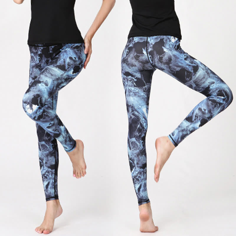 Buddha Stones Nebelblätter Druck Sport Übung Fitness Leggings Frauen Yoga Hosen