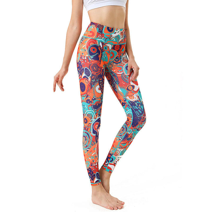 Buddha Stones Leggings mit farbenfrohem Nazar-Print, ideal für Sport, Fitness und Yoga – perfekt für Damen. - Hellkoralle - US 8-10, UK/AU 12-14, EU 40-42 (XL) - image 0