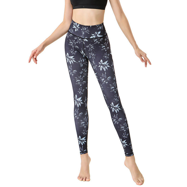 Buddha Stones Flecken Ahornblatt Print Sport Übung Fitness High Waist Leggings Damen Yoga Hosen