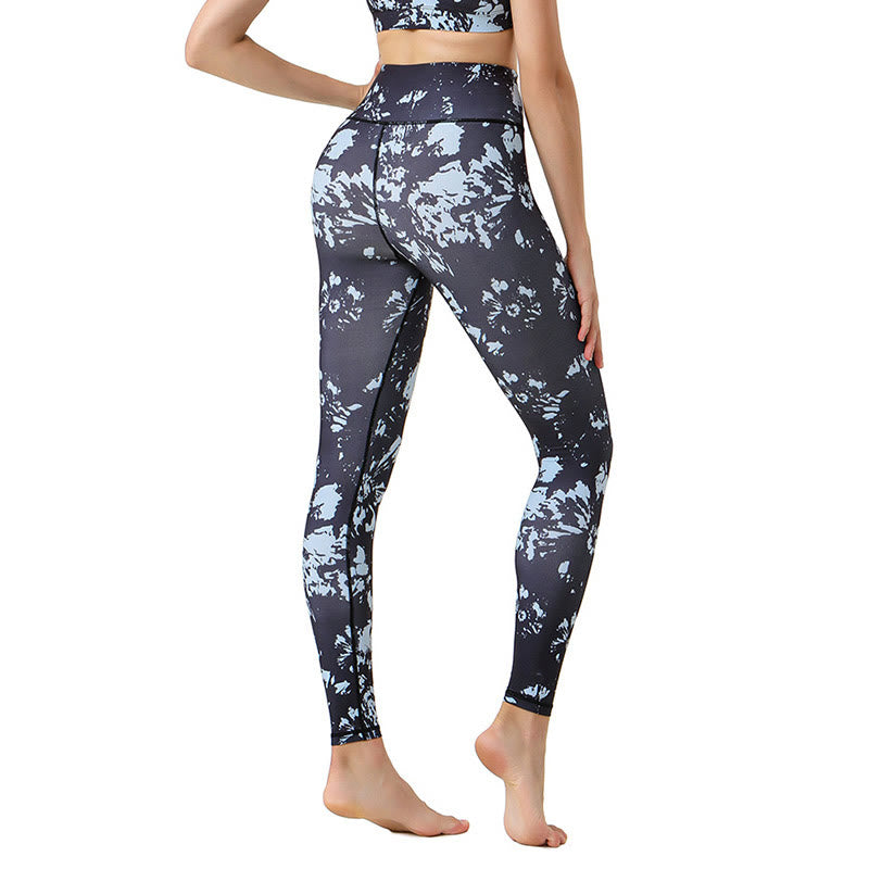 Buddha Stones Flecken Ahornblatt Print Sport Übung Fitness High Waist Leggings Damen Yoga Hosen