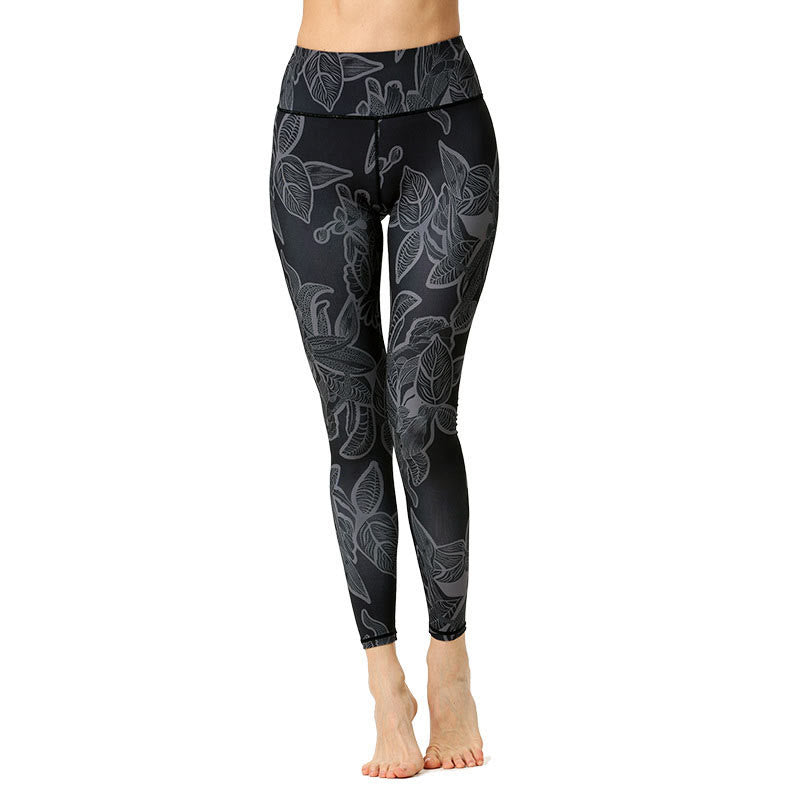 Buddha Stones Einfache Blätter Druck Sport Fitness Leggings frauen Yoga Hosen