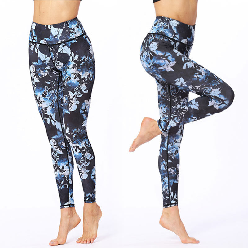 Buddha Stones Einfache Blätter Druck Sport Fitness Leggings frauen Yoga Hosen