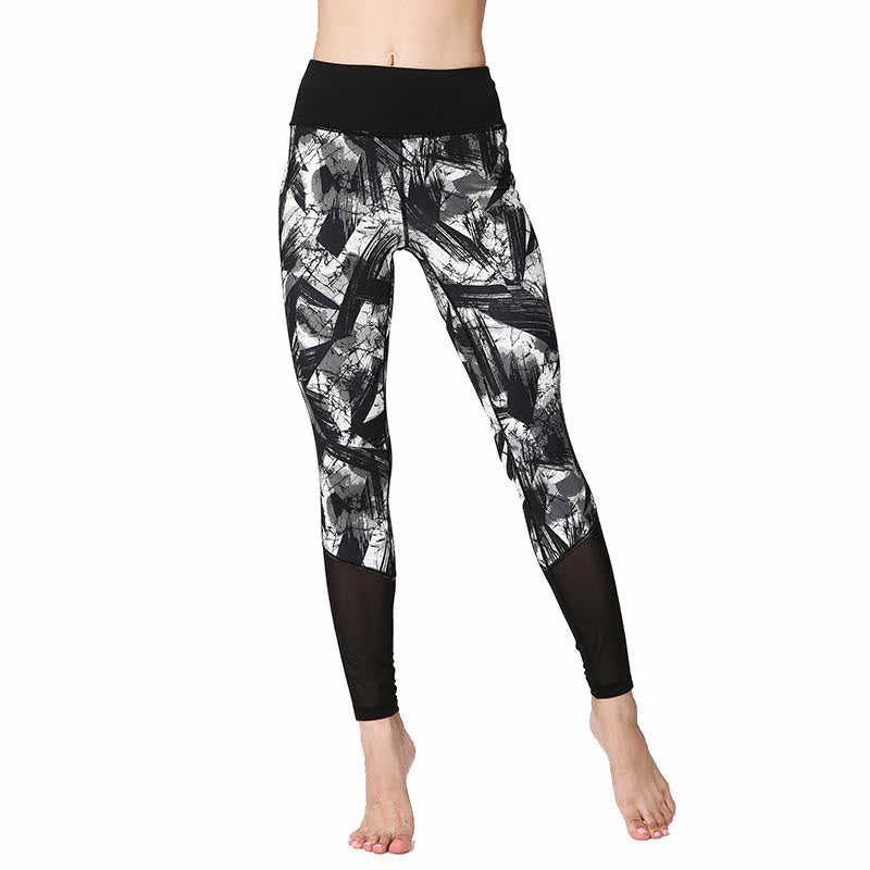 Buddha Stones Weiße Schwarze Tintenpinsel Linien Druck Sport Fitness Mesh Leggings Damen Yoga Hosen - image 7