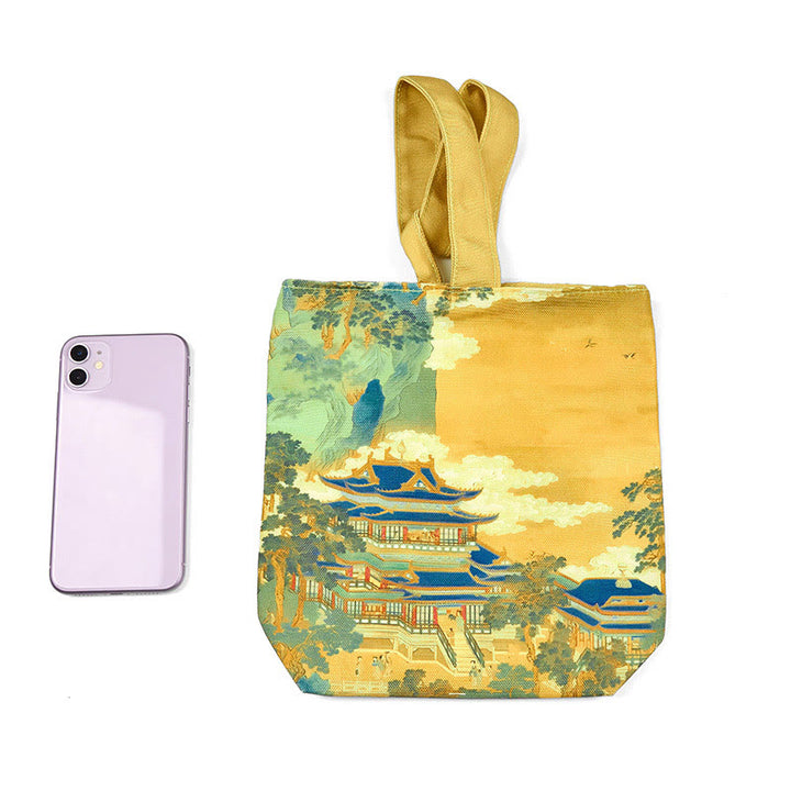 Buddha Stones Unsterbliche Pavillons Rosen Leinwand Handtasche - image 3