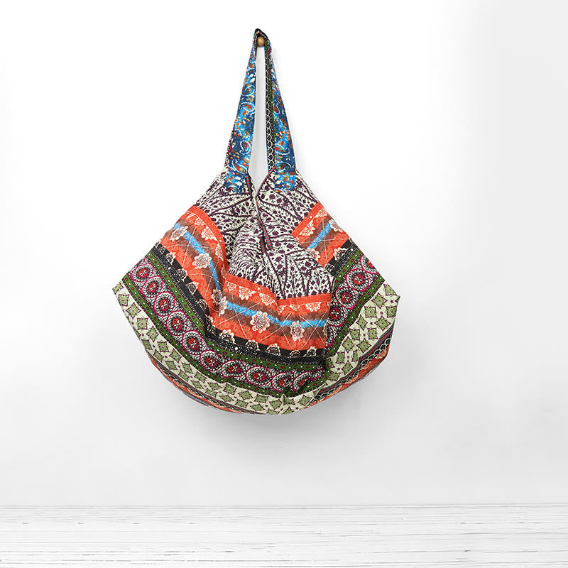 Buddha Stones Farbige Streifen Muster Baumwoll-Schultertasche - image 0