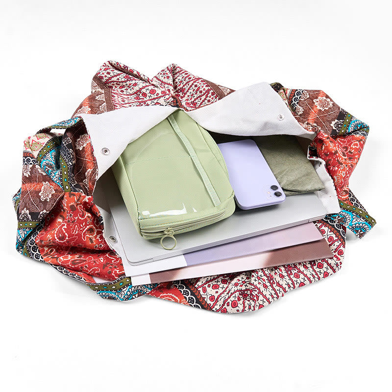 Buddha Stones Farbige Streifen Muster Baumwoll-Schultertasche - image 6