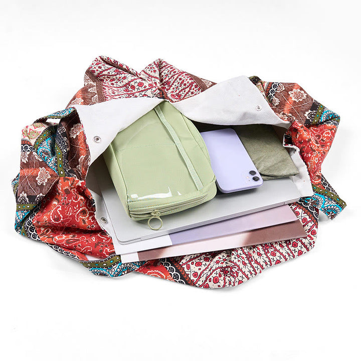 Buddha Stones Farbige Streifen Muster Baumwoll-Schultertasche - image 6