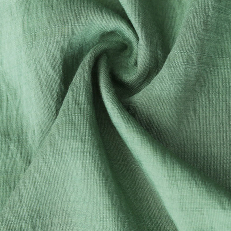 Buddha Stones Kleine Blumige Stickerei V-Ausschnitt Kurzarm Baumwolle Leinen T-Shirt Tee - image 10