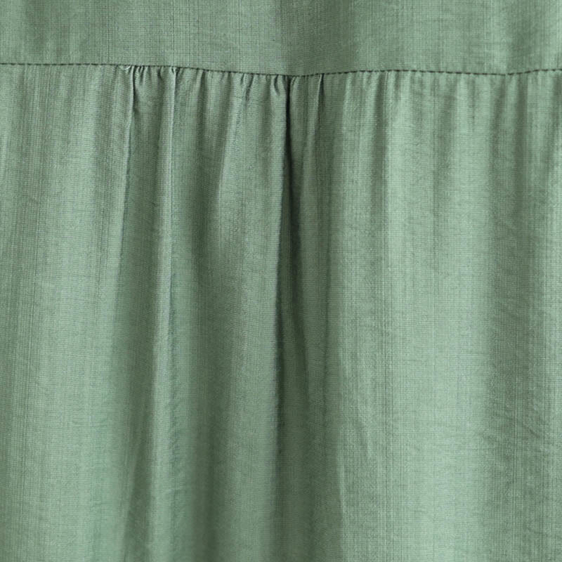 Buddha Stones Kleine Blumige Stickerei V-Ausschnitt Kurzarm Baumwolle Leinen T-Shirt Tee - image 7