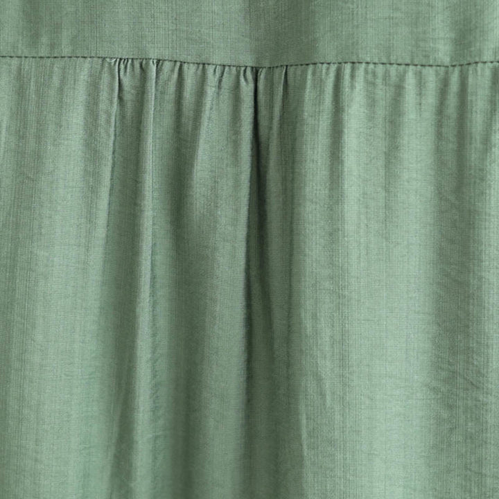 Buddha Stones Kleine Blumige Stickerei V-Ausschnitt Kurzarm Baumwolle Leinen T-Shirt Tee - image 7