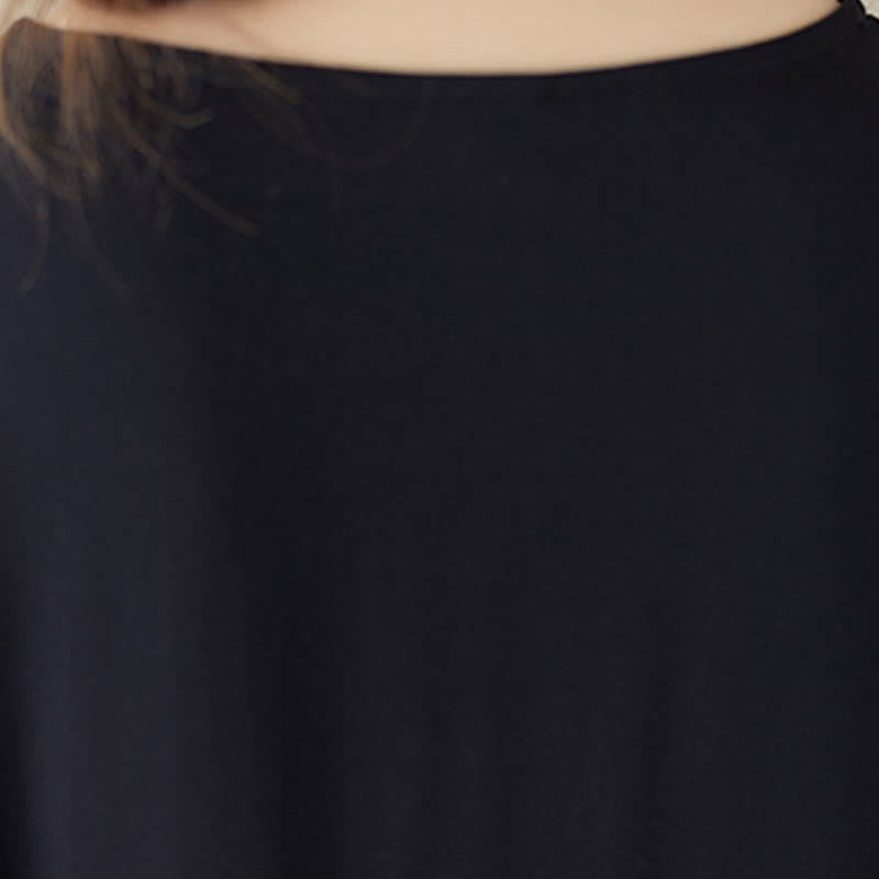 Buddha Stones Schwarzes Blau Gestreiftes Kurzärmeliges Midi-Kleid Mit Taschen - image 7