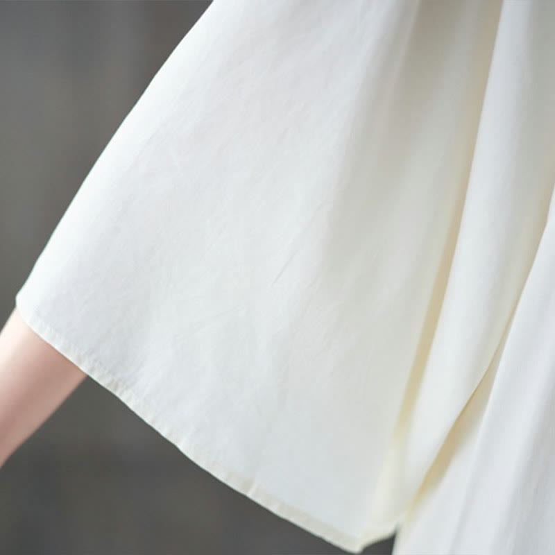 Buddha Stones Stickerei Midi-Kleid mit gerüschtem Saum und Taschen - image 8