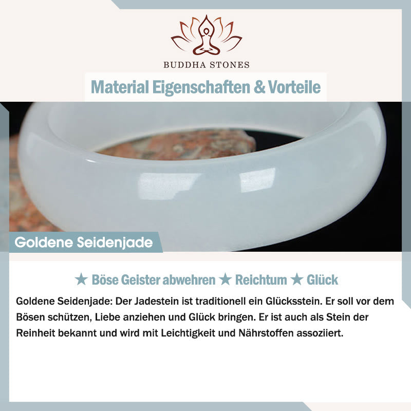 Buddha Stones Reichtumsarmband aus lila goldener Seide und Jade