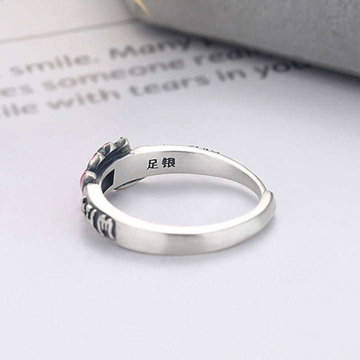 Buddha Stones 925 Sterling Silber Om Mani Padme Hum Lotus Relief Friedensring - image 10