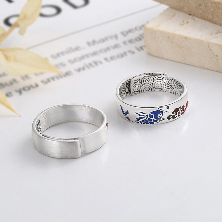 Buddha Stones 925 Sterling Silber Glücksfisch Wohlstand Wolken Reichtum Ring
