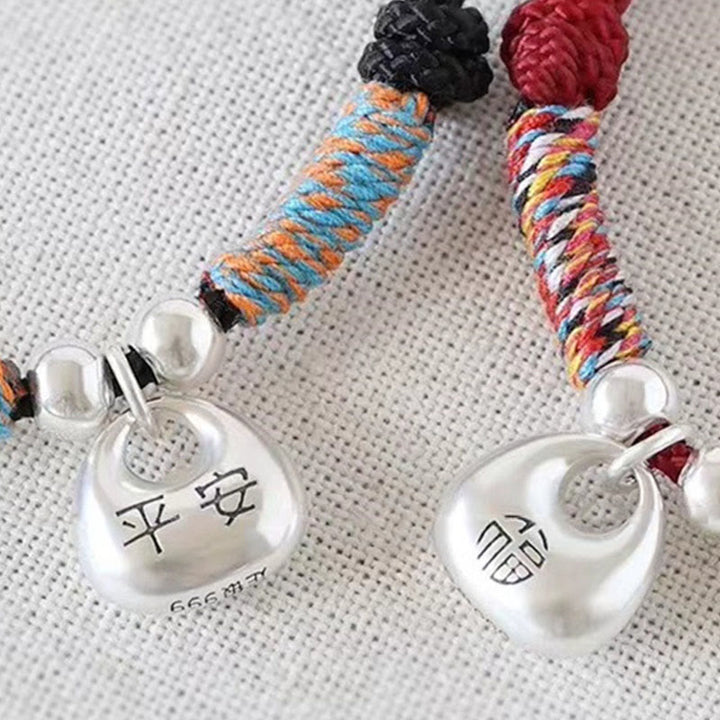 Buddha Stones Handgemachtes 925er Sterlingsilber Fu-Zeichen Sicher und Wohl Glücksgeflechtarmband - image 13