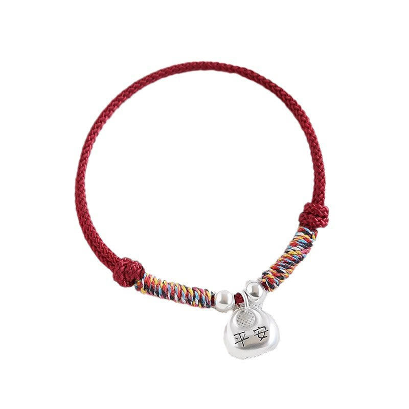 Buddha Stones Handgemachtes 925er Sterlingsilber Fu-Zeichen Sicher und Wohl Glücksgeflechtarmband - image 12