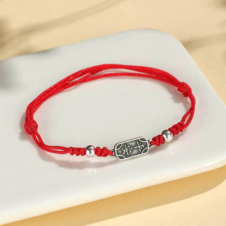 Buddha Stones Handgemachtes Armband aus 925er Sterlingsilber Friedens- und Freuden-Schutzzubehör