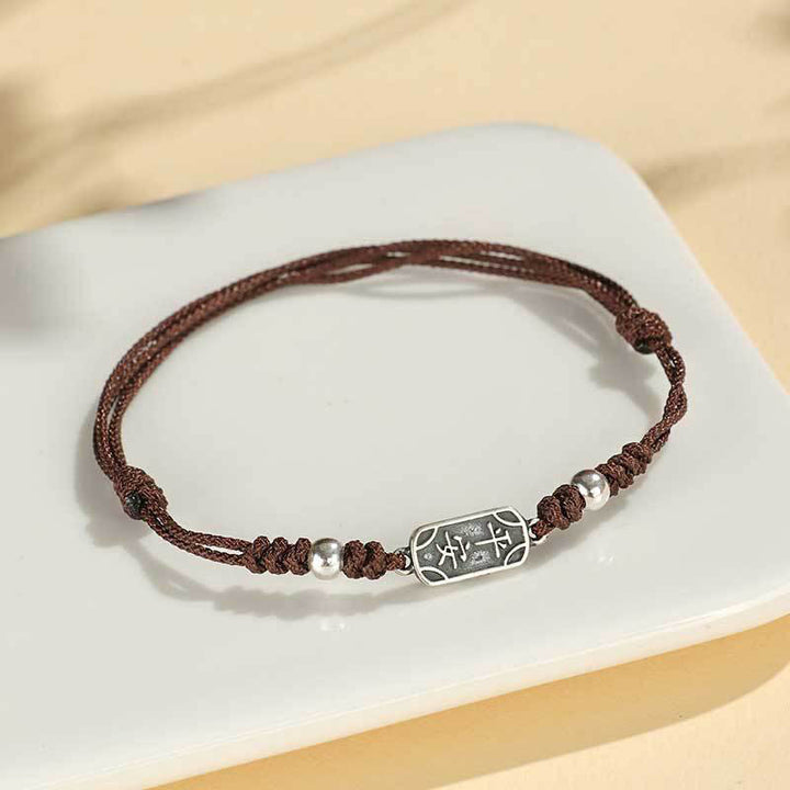 Buddha Stones Handgemachtes Armband aus 925er Sterlingsilber Friedens- und Freuden-Schutzzubehör