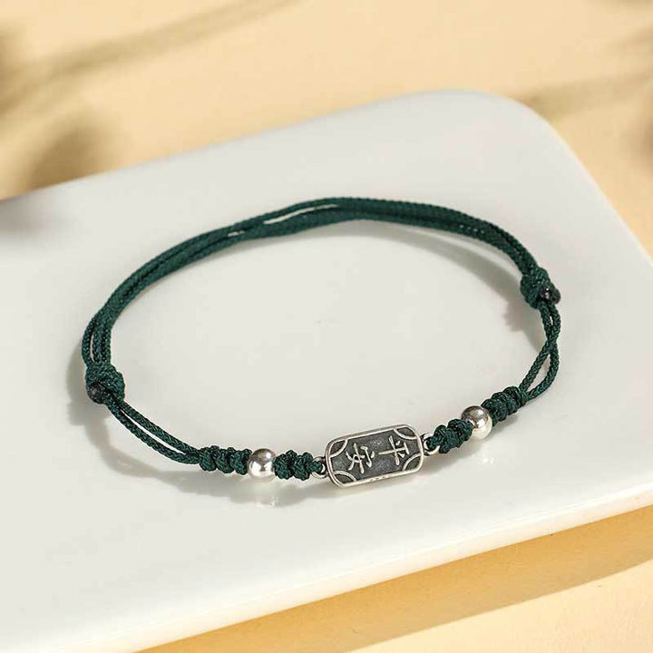Buddha Stones Handgemachtes Armband aus 925er Sterlingsilber Friedens- und Freuden-Schutzzubehör - Grünes Seil (Handgelenkumfang 14-16 cm) - image 22