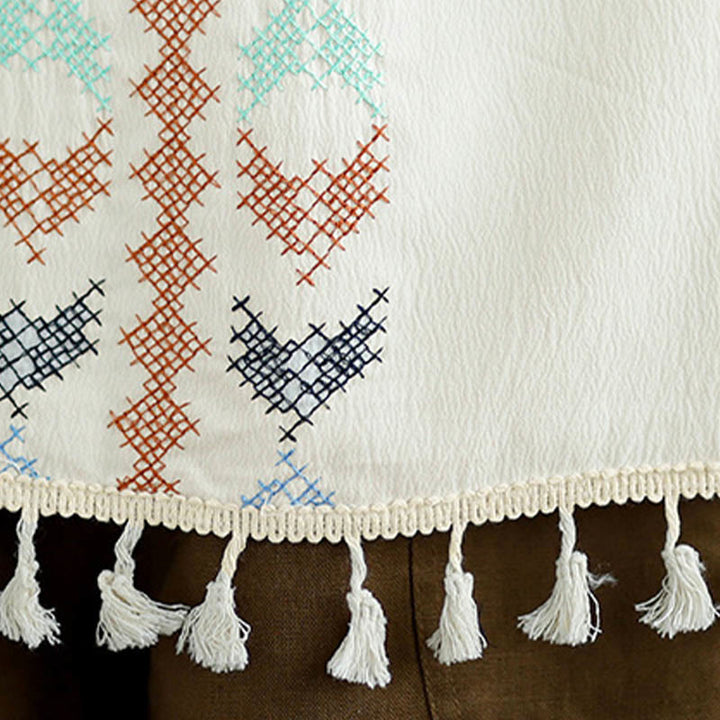 Buddha Stones Retro Stickerei V-Ausschnitt Quasten Tank Top - image 10