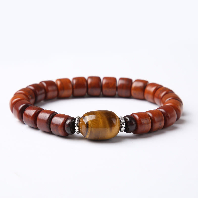 Buddha Stones Tibetische Knochenperlen Dreiäugige Dzi-Perle Schafshorn Roter Achat Stärkearmband
